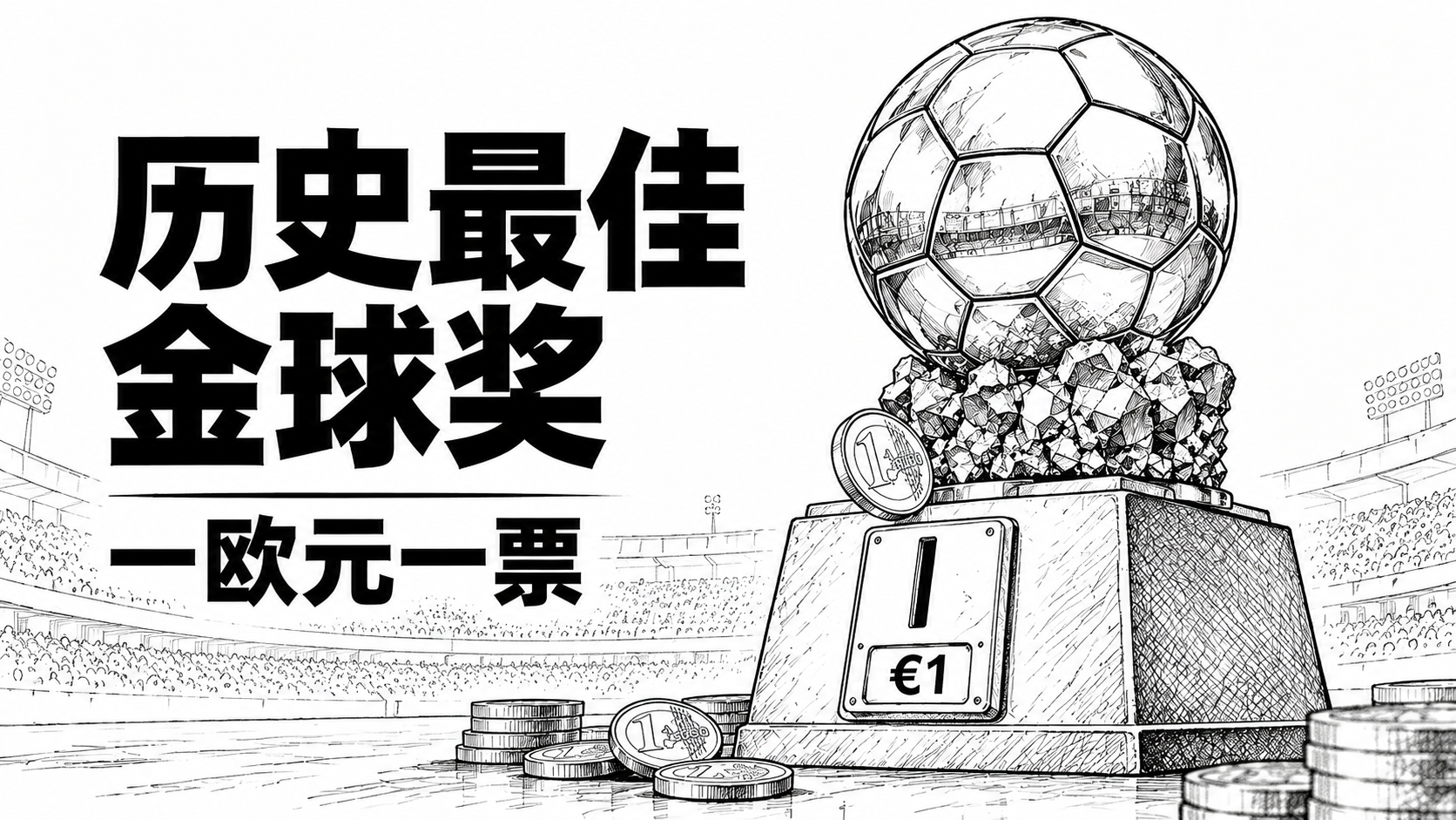 历史最佳金球奖:一欧元一票,黑白线稿封面
